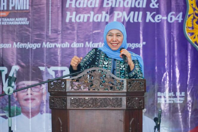 
 Hadiri Resepsi Harlah PMII Ke-64 di Kediri, Khofifah Ajak Mahasiswa Bangun Konsolidasi Programatik Antar Elemen Bangsa